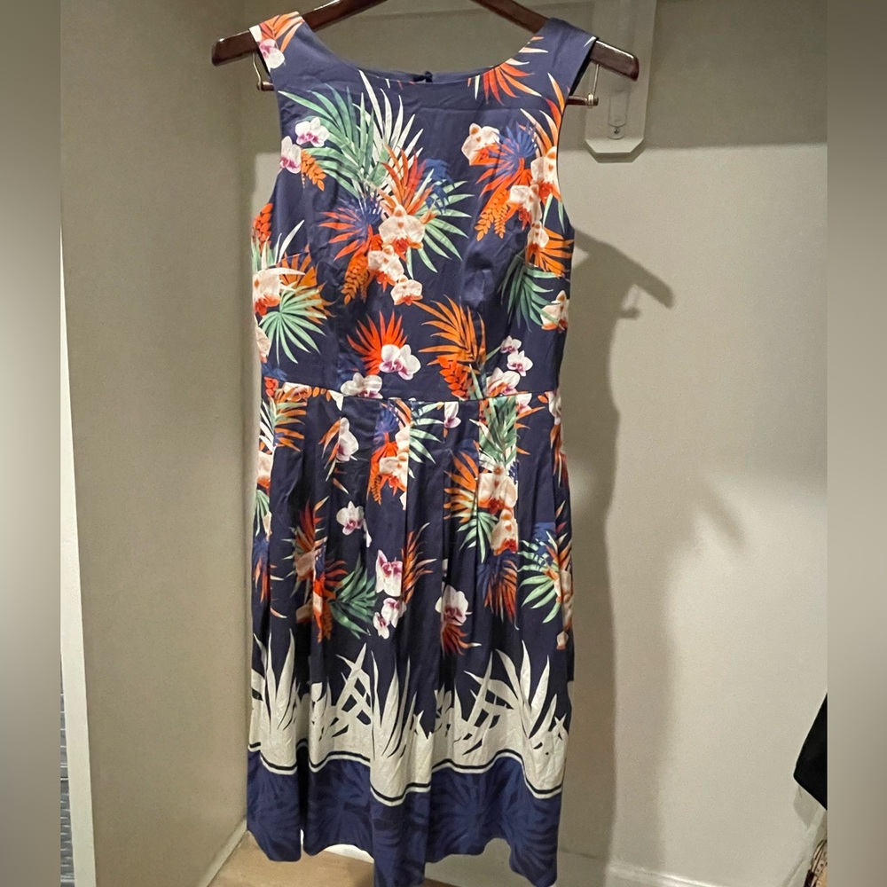 Talbots Navy Floral Midi Dress